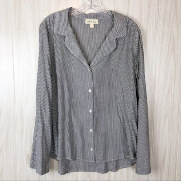Anthropologie Tops - Cloth & Stone | Pinstriped Bell Sleeve Blouse Size Large